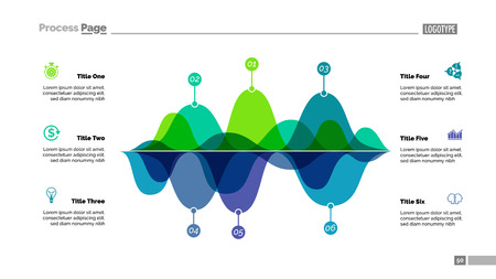 Six Area Charts Slide Templateのイラスト素材