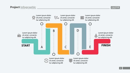 Seven Parts Workflow Slide Templateのイラスト素材