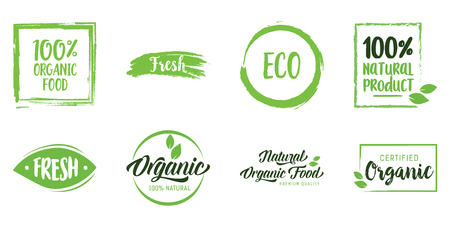 Organic and Natural Food lettering setのイラスト素材