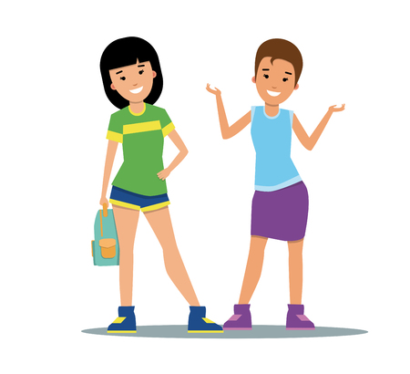 Smiling young women in casual clothesのイラスト素材