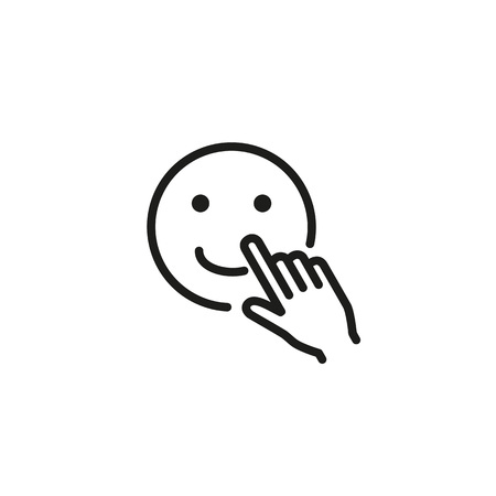 Hand pointing smiley face iconのイラスト素材