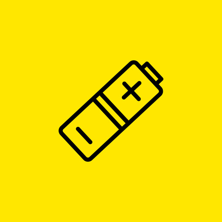 Battery line icon illustration on yellow background.のイラスト素材