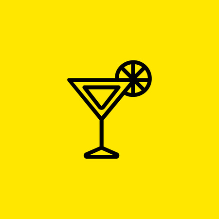 Cocktail Line Icon illustration on yellow background.のイラスト素材