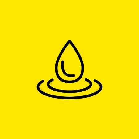 Drop in puddle line icon illustration on yellow background.のイラスト素材