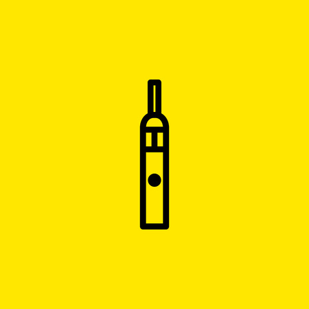 E-cigarette line icon illustration on yellow background.