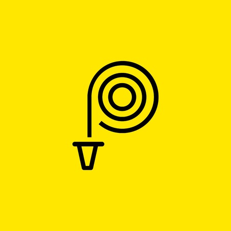 Line icon of fire hose. Firefighting equipment, extinguisher, gardening tool. Water concept.のイラスト素材