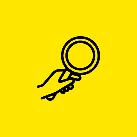 Human hand holding magnifying glass iconのイラスト素材