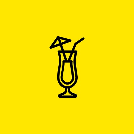 Icon of pina colada glass. Alcohol, straw, umbrella. Cocktail and celebration concept. Can be used for topics like festival, lounge, party.のイラスト素材