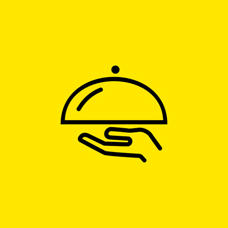 Serving Food Line Iconのイラスト素材