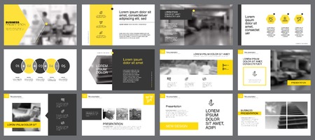 Twelve Construction Slide Templates Set Vector illustration.のイラスト素材