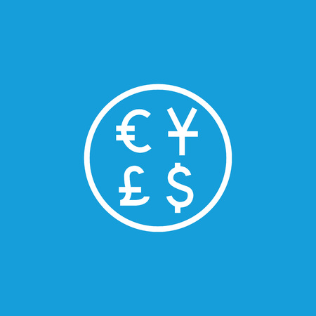 Line icon of circle with euro, dollar, yen, pound sterling sign.のイラスト素材