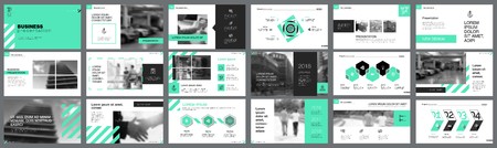 Green, white and black infographic design elements for presentation slide templates. Business and training concept can be used for annual report, advertising, flyer layout and banner design.のイラスト素材