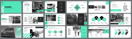 Green, white and black infographic design elements for presentation slide templates. Business and training concept can be used for annual report, advertising, flyer layout and banner design.