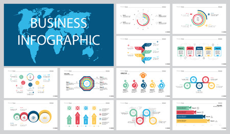 Colorful strategy or banking concept infographic charts setのイラスト素材