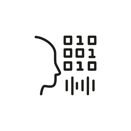 Voice authentication line icon. Man, binary code, soundwave. Recognition concept. Can be used for topics like verification, digital technology, identityのイラスト素材