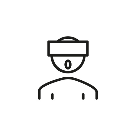 Shocked person in virtual reality headset line icon. Shock, emotion, cyberspace. Technology concept. Vector illustration can be used for topics like simulator, innovation, deviceのイラスト素材