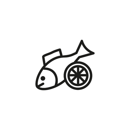 Fish with lemon line icon. Dorada, dish, eating. Cooking concept. Vector illustration can be used for topics like recipe, menu, restaurantのイラスト素材
