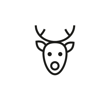 Rudolf reindeer line icon. Christmas, deer, character. Holiday concept. Vector illustration can be used for topics like holiday symbols, animals, fairy talesのイラスト素材