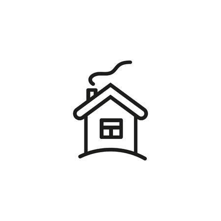 House with chimney line icon. Christmas home, mortgage, homepage. Holiday concept. Vector illustration can be used for topics like architecture, winter, constructionのイラスト素材