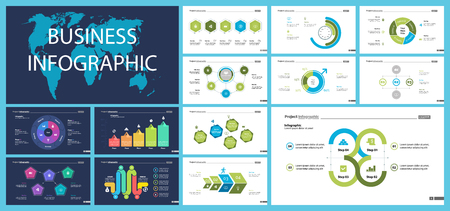 Creative business infographic design for startup concept. Can be used for business project, annual report, web design. Option chart, process chart, organizational chart, donut diagram, flowchartのイラスト素材