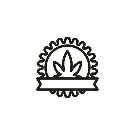 Certified drug sign line icon. Pharmaceutical, medical, legal drugs. Cannabidiol concept. Vector can be used for topics like healthcare, pharmacy, narcoticsのイラスト素材