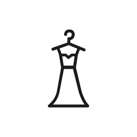 Dress on rack line icon. Gown, apparel, elegance. Sale concept. Vector illustration can be used for topics like, department store, fashion, Black Fridayのイラスト素材
