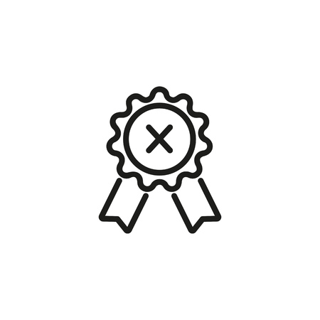 Rejected award line icon. Medal and refusal sign. Rejection concept. Can be used for topics like app design, certification, negative feedbackのイラスト素材