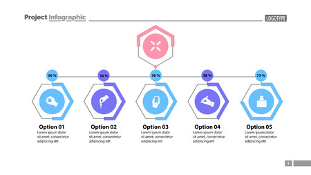 Four options under main point slide template. Business data. Graph, chart, design. Creative concept for infographic, report. Can be used for topics like marketing, workflow, managementのイラスト素材