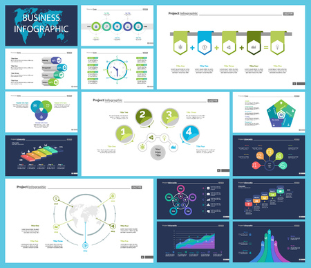 Business inforgraphic design set for strategy concept. Can be used for business project, annual report, web design. Process chart, option chart, flowchart, scatter plot, line graphのイラスト素材