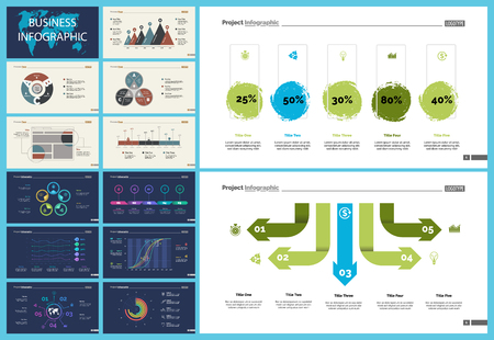 Set of analysis or statistics concept infographic charts. Business diagrams for presentation slide templates. For corporate report, advertising, banner and brochure design.のイラスト素材