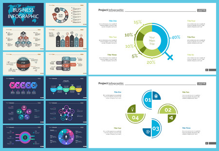 Set of marketing or production concept infographic charts. Graphic elements for presentation slide templates. For corporate report, advertising, banner and brochure design.のイラスト素材