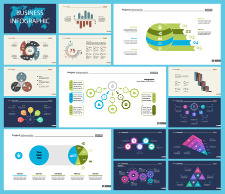 Set of analysis or teamwork concept infographic charts. Graphic elements for presentation slide templates. For corporate report, advertising, banner and brochure design.のイラスト素材