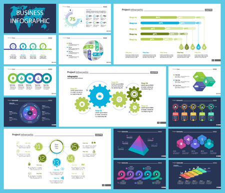Set of finance or investment concept infographic charts. Business diagrams for presentation slide templates. For corporate report, advertising, banner and brochure design.のイラスト素材