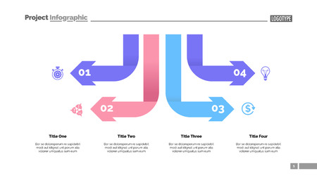 Four arrow infographic diagram. Option chart, diagram, infographics. Business data. Creative concept for presentation, project, report. Can be used for topics like management, teamwork, strategy.のイラスト素材