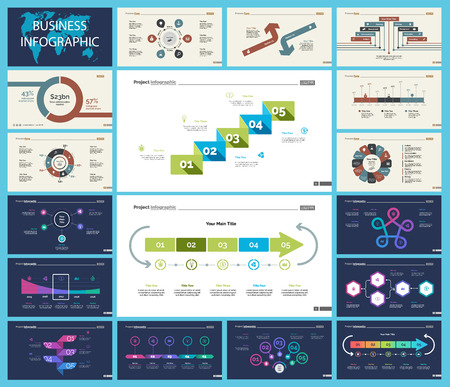 Set of analysis or marketing concept infographic charts. Business diagrams for presentation slide templates. For corporate report, advertising, banner and brochure design.のイラスト素材