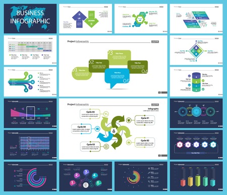 Set of accounting or statistics concept infographic charts. Business diagrams for presentation slide templates. For corporate report, advertising, banner and brochure design.のイラスト素材