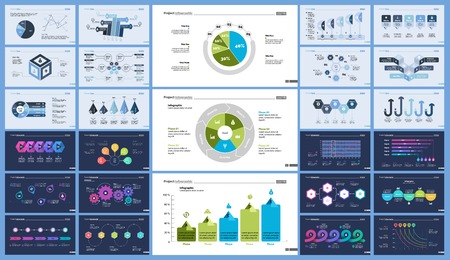 Set of production or logistics concept infographic charts. Business diagrams for presentation slide templates. For corporate report, advertising, banner and brochure design.のイラスト素材