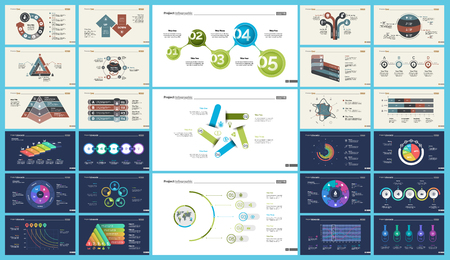 Set of strategy or planning concept infographic charts. Business design elements for presentation slide templates. For corporate report, advertising, banner, and brochure designのイラスト素材