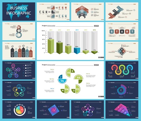 Set of planning or startup concept infographic charts. Business diagrams for presentation slide templates. For corporate report, advertising, banner and brochure designのイラスト素材