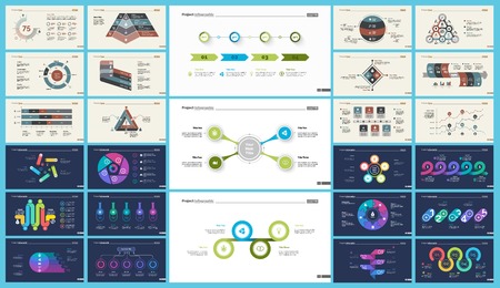 Set of statistics or strategy concept infographic charts. Business diagrams for presentation slide templates. For corporate report, advertising, banner and brochure design.のイラスト素材