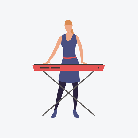 Modern woman playing synthesizer. Skilled, melody, entertainment. Can be used for topics like concert, performance, composerのイラスト素材