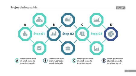 Four elements process chart slide template. Business data. Option, diagram, design. Creative concept for infographic, presentation. Can be used for topics like management, consulting, workflow.のイラスト素材