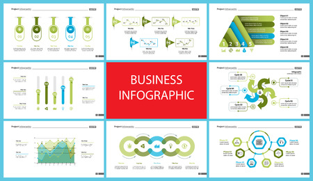 Creative business infographic design for startup concept. Can be used for business project, annual report, web design. Option chart, process chart, organizational chart, donut diagram, flowchartのイラスト素材