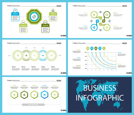 Business inforgraphic design set for strategy concept. Can be used for business project, annual report, web design. Process chart, option chart, flowchart, scatter plot, line graphのイラスト素材