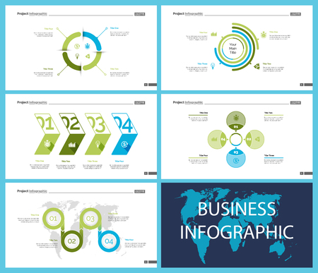 Set of planning or startup concept infographic charts. Business diagrams for presentation slide templates. For corporate report, advertising, banner and brochure designのイラスト素材