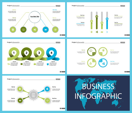 Set of startup or investment concept infographic charts. Business diagrams for presentation slide templates. For corporate report, advertising, banner and brochure design.のイラスト素材