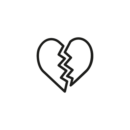Broken heart line icon. Split, dating, separation. Romantic feeling concept. Can be used for topics like cheating, divorce, marriageのイラスト素材