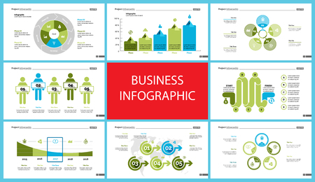 Set of financial analysis concept infographic charts. Business diagrams for presentation slide templates. For corporate report, advertising, banner and brochure design.のイラスト素材