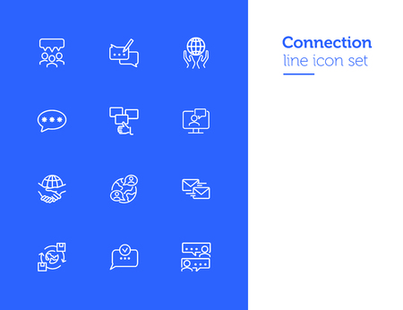 Connection line icon set. Set of line icons on white background. Communication concept. Chat, dialogue, message. Vector illustration can be used for topics like internet, globalization, communicationのイラスト素材