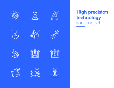 High precision technology. Set of line icons on white background. Modern lifestyle concept. Vector illustration can be used for industry, typing, advertisementのイラスト素材